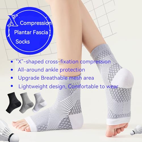 3Pairs Upgrade Neuropathy Socks for Men Women - 20-30 mmHg Soothe Relief Compression Socks - Open Toe Elastic Sock