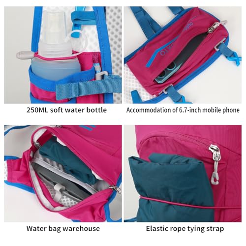 INOXTO Running Hydration Vest Backpack,Lightweight Insulated Pack with 1.5L Water Bladder Bag Daypack for Trail Hiking Running Cycling Race Marathon for Women Men - color: Pink Blue
