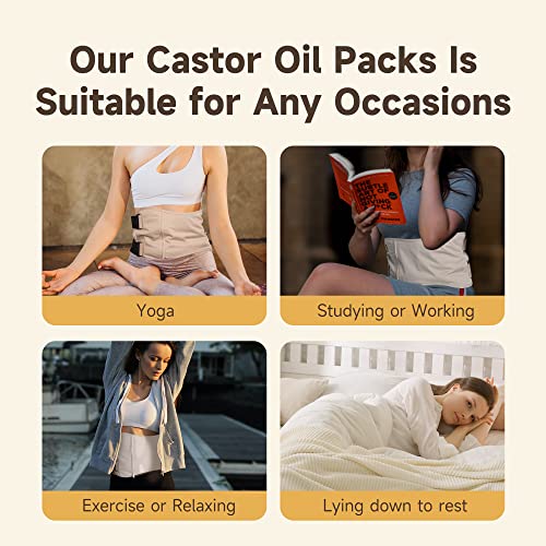 Langsprit Castor Oil Pack Wrap, Cotton Castor Oil Packs for Liver Detox,Pink-2 L - color: Pink-2