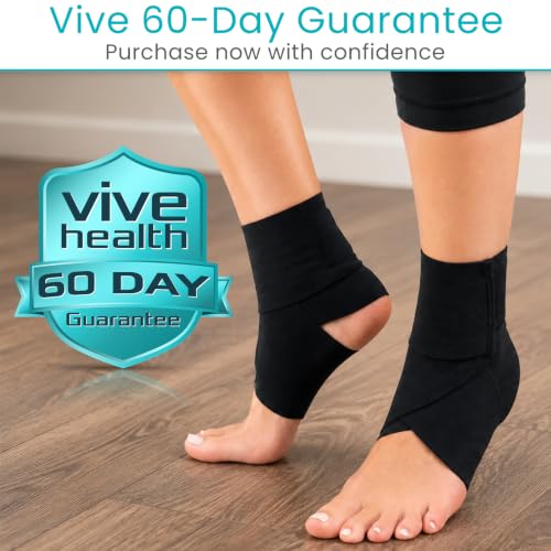 Vive Ankle Wrap (2 Pack) - Strap Heel Brace Stabilizer for Sprained Foot - color: Black