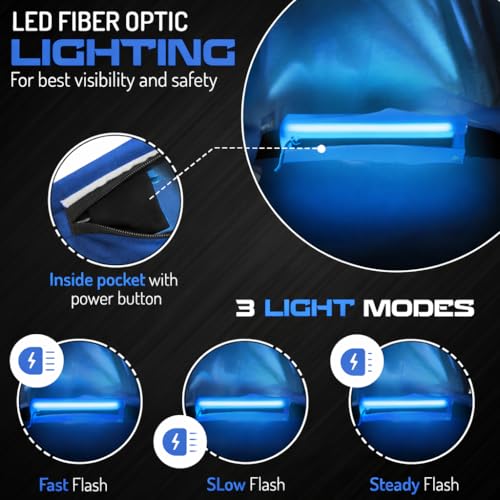 LED Rechargeable Running Belt for Men & Women – Light Up Reflective Waist Pack with Phone Holder | Adjustable Fitness Belt for Running, Walking, Hiking & Travel | WRENN & RAE (Aero Blue) - color: Aero Blue