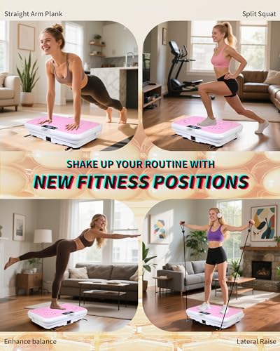 ROTAI Vibration Plate Exercise Machine for Lymphatic Drainage Massager & Weight Loss, 400 lbs Capacity Whole Body Vibrating Shake Plate Workout for Women and Men - color: Baby Pink