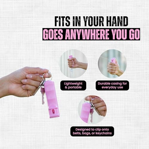 Police Magnum Keychain Pepper Spray Flip Top Safety 2 Pack 1/2oz - Maximum Heat Strength OC with Dye - Tactical Small Compact Case Holder - for Women & Men's Self Defense - Made in The USA - color: SOFT PINK