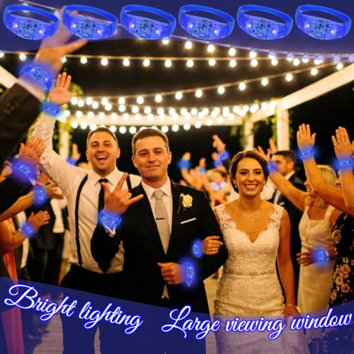 150 Pcs LED Glow Bracelets Sound Activated Light Up Bracelets for Adults Glow in the Dark Party Supplies Birthday Party Favors for Christmas, Halloween, Rave, New Year, Concert - color: Blue