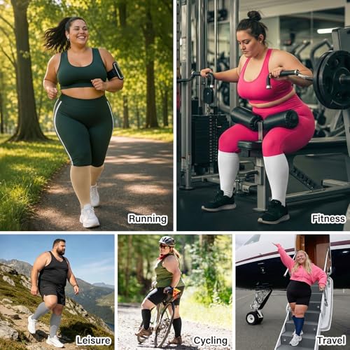 CTHH Wide Calf Compression Socks for Women Men Plus Size Knee High Stocking - color: Black, size: 3X-Large