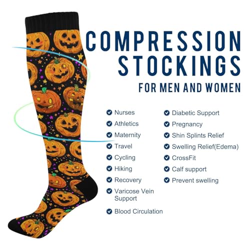 Wusikd Heartbeat Symbol Compression Socks for Women and Men Circulation Black Long Socks for Athletic Running 1 - color: Pumpkins