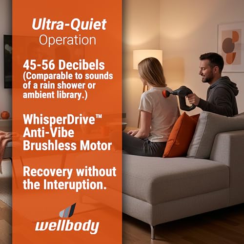 Wellbody 5 Deep Tissue Massage Gun with Heat Ball Technology | Vibrating Handheld Massager for Trigger Point Therapy | 5 Speed Rechargeable Portable Device for Muscle Pain Relief & Recovery