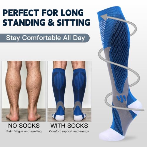 4 Pairs Compression Socks for Men Women 20-30 mmHg Knee High Support Socks - size: Small-Medium