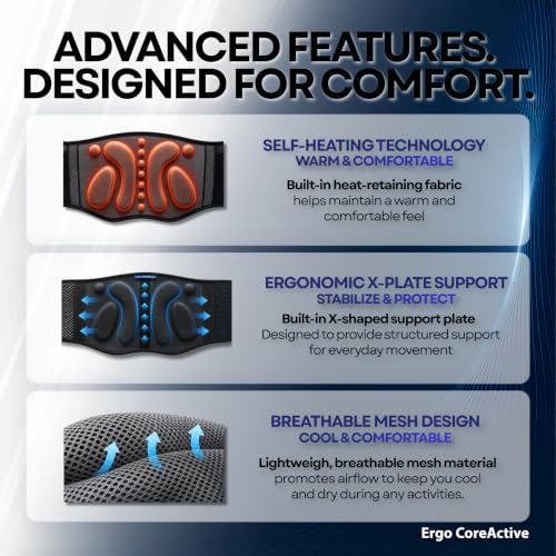 Strong Self-Heating Fit Lower Back Brace – Advanced Composite Fiber Support Belt with X-Shaped Design, Strong Lumbar Support, Pain Relief for Men & Women, Small - size: Small