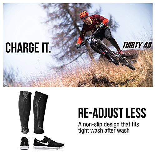 Thirty48 Graduated Calf Compression Sleeves 15-20 OR 20-30 mmHg | Maximize Fast Recovery by Increasing Oxygen to Muscles - color: [1 Pair] Purple, size: Small