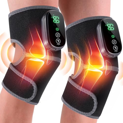HOMRELEXA Cordless Heated Knee Massager, 3-in-1 Knee Heating Pad, 2PCS - color: Black-gray 2pcs