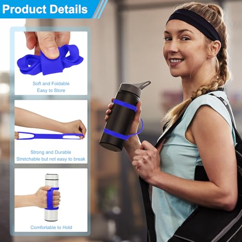 PATIKIL Water Bottle Carrier Grip, Portable Soft Silicone Non-Slip Water Handle Grip Water Bottle Holder Strap for Running - color: Blue