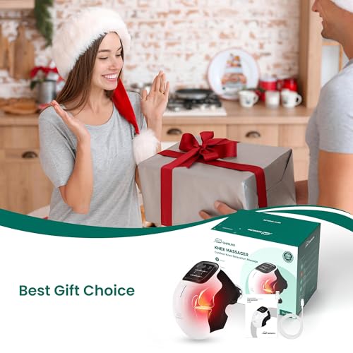Snailax Knee Massager with Heat & Vibration, Cordless Knee Brace Wrap - color: Bright White