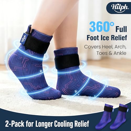 Hilph Ice Pack Socks for Full Foot Pain Relief 2Pcs, Hot Cold Therapy Socks - style: Blue