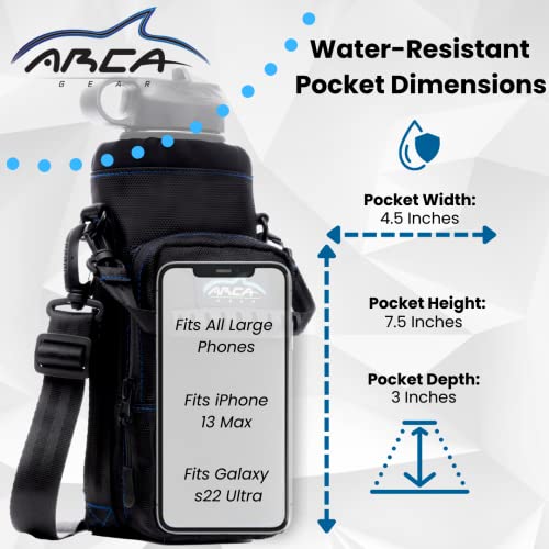 Arca Gear 40 oz Hydro Carrier - Insulated Water Bottle Sling w/Carry Handle, Shoulder Strap, Wallet and Two Pouches - The Perfect Flask Accessory - Black - color: Black