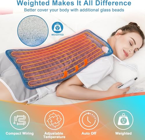 Heating Pad,Heated Blanket,Heating Pad for Back Neck,GrayBlue,24x12 in - color: Rhombicblue, size: 24x12 Inch