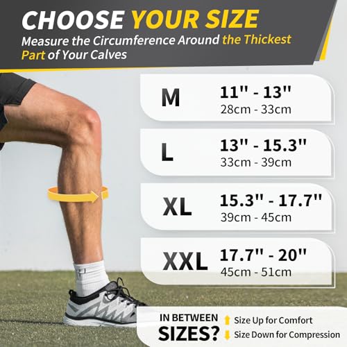 CAMBIVO Calf Compression Sleeves with EVA Shin Pad, 2 Pack - size: Medium