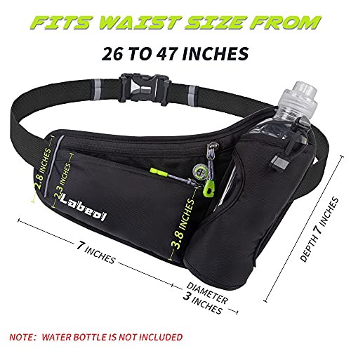 Labeol Waist Pack, Waterproof Hydration Belt with Water Bottle Holder, Adjustable Fanny Pack for Running, Hiking, Walking, Cycling, Black - color: Black