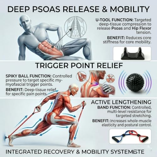 Psoas Release Tool with Resistance Bands & Towel