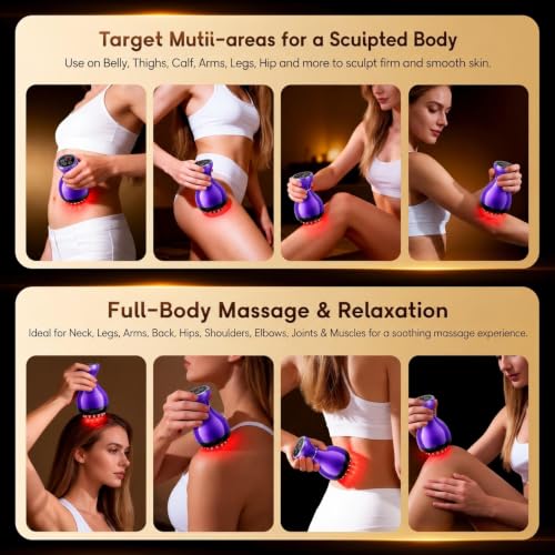 Lymphatic Drainage Massager 4-in-1 Anti-Cellulite Massage Tools - color: Iris Purple