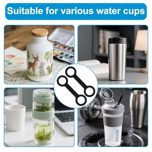 2 Pack Water Bottle Accessories Carrier Grip, Non-Slip Silicone Handle Strap Makes Any Bottle Handheld, Soft Band Holder for Gym During Workouts (Black 2pcs) - color: Black 2pcs
