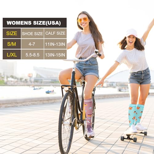 6 Pairs Compression Socks for Women Men Knee High - color: Multi, size: Large-X-Large