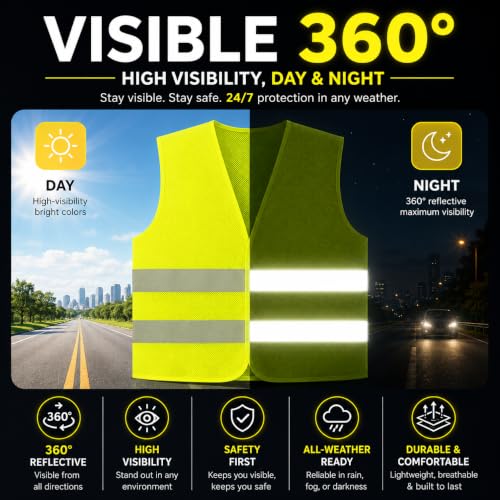 Safety Vests High Visibility Reflective Vest, Hi Vis Mesh Vest, Green/Orange Multi-Pack for Work, Traffic, Warehouse - color: Green