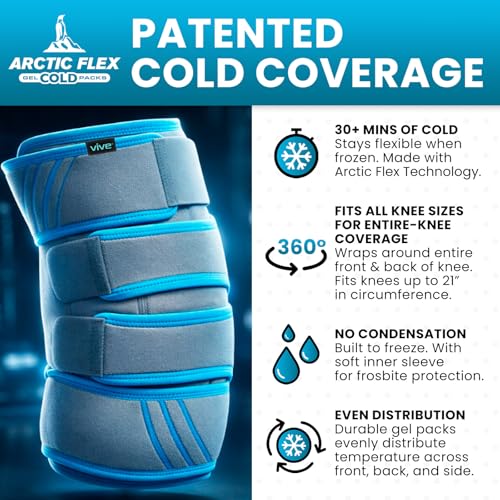Vive Knee Ice Pack Wrap - Cold/Hot Gel Compression Brace for Pain Relief - color: Gray