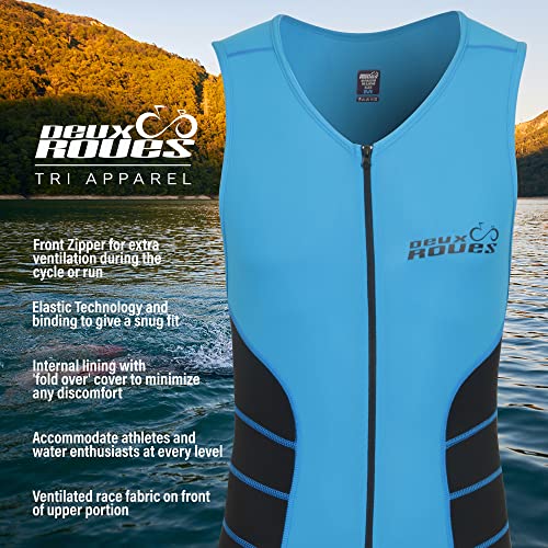 Youth Junior Kids Triathlon Suit Tri Cycling Skin Suit Sleeveless - Bonus Race Bib Belt - color: Blue, size: Youth 14