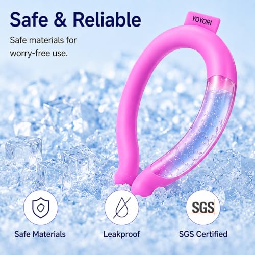 Neck Cooling Tube Wraps, Reusable Ice Ring Neck Cooler for Hot Weather - color: Rose