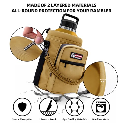 NATURE PIONEOR 26-128 oz Insulated Water Bottle Carrier Holder with Strap - color: Brown, size: 64oz