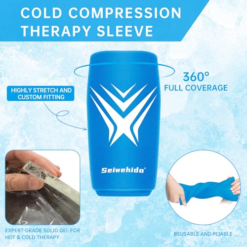 Extended Leg Knee Ice Pack Wrap Ice Sleeve for Knees Injuries Reusable Soft - color: Blue-1 Pack