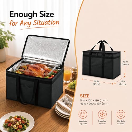 NZ home Insulated Food Delivery Bag, Grocery Cooler & Catering Tote - color: Red, size: XL Plus
