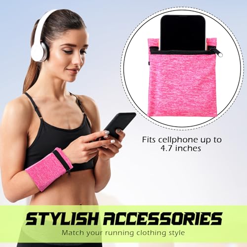 Honoson 5 Pcs Wrist Wallet Women Men Wristband Zipper - color: Bright Color