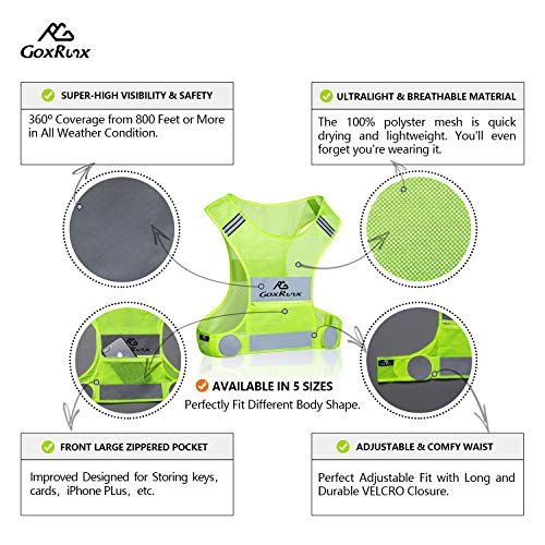 GoxRunx 2 Pack Reflective Vest Running Gear Ultralight Runner Safety Vest+Armbands & Bag