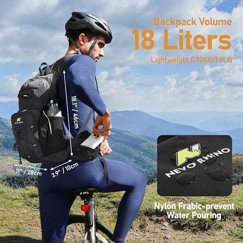 N NEVO RHINO Hydration Backpack, 18L Hiking Backpack with 3L Water Bladder - color: Black