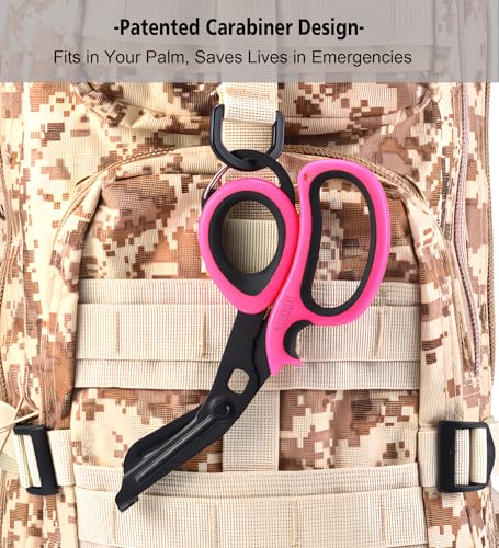 MEUUT Trauma Shears with Carabiner 7.5 Inch 2-Pack Medical Scissors - color: Black/Black+pink/Black
