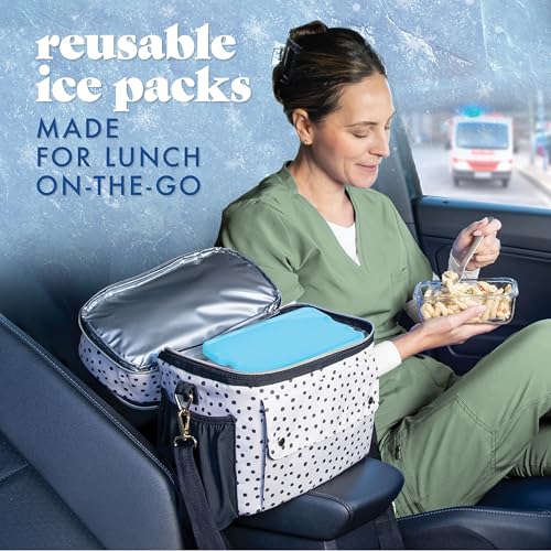 Cool Coolers by Fit & Fresh 4 Pack XL Slim Ice Packs, Quick Freeze Space Saving Reusable Ice Packs for Lunch Boxes or Coolers - color: Blue (4 Pack)