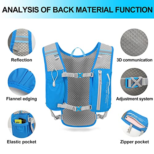 INOXTO Running Hydration Vest Backpack,Lightweight Insulated Pack with 1.5L Water Bladder Bag Daypack for Hiking Trail Running Cycling Race Marathon for Women Men - color: Blue White stripes