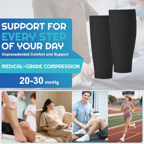 Bropite 2 Pairs Calf Compression Sleeves Women&Men 20-30mmHg Medical Shin Splint for Leg Surpport Relief Pain Varicose Veins