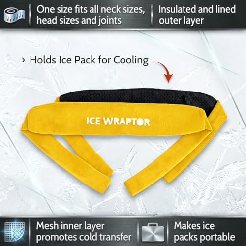 ICE WRAPTOR Cooling Bandana Neck Wrap, Yellow+6 Reusable Ice Packs, Snap - size: Yellow Wrap + 6 Inserts