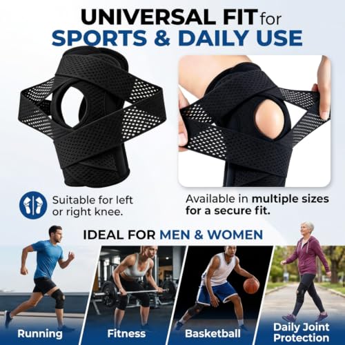Bareform Meniscus Brace, Knee Brace Patellar Support (Black, XXL) - size: XXL