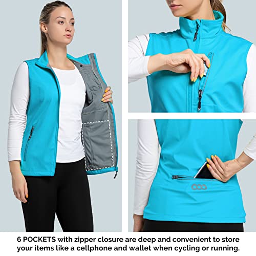 33,000ft Women's Lightweight Running Vest with 6 Pockets for Travel Golf - color: Bright Blue, size: Small