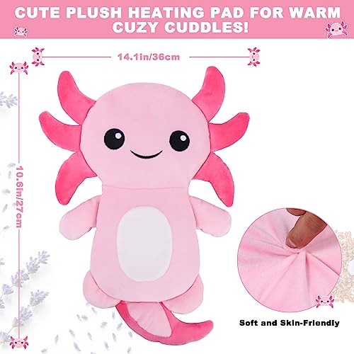 Microwave Heating Pad for Period Cramps Pain Relief, 16"×12", Pink Axolotl - size: Pink Axolotl