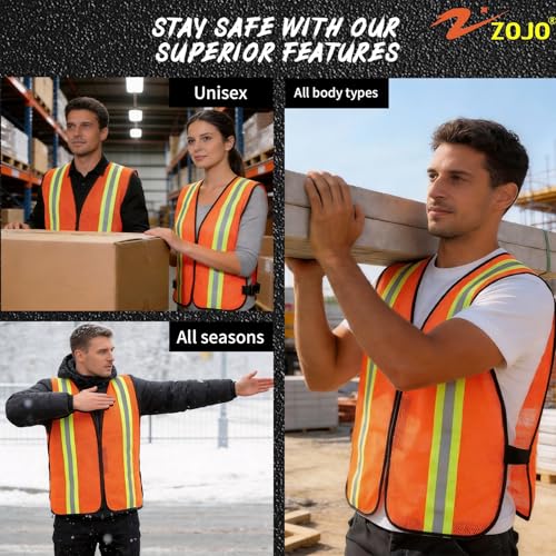 zojo High Visiblity Reflective Mesh Safety Vest Bulk 10 Pack - color: 10pcs-fluorescent Orange