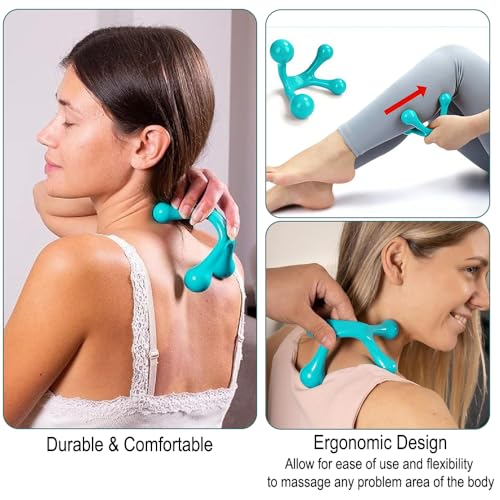 2-Pack Handheld Full Body Massager, 4-Leg Pressure Point Tool for Back, Neck, and Shoulder, 2Light Blue