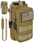 DEFUNX 32 Oz Water Bottle Holder with Strap Bottle Carrier Bag with Phone Pocket MOLLE System for Walking - color: Coyote Browm