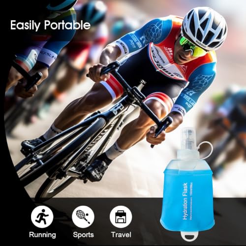 WILDREEDS 250ml Soft Flask, TPU Collapsible Soft Water Bottle for Hydration Pack, Running Vest, Folding Water Bottle for Hiking Cycling Climbing-2Pcs, Blue - color: 2pcs, 250ml Blue