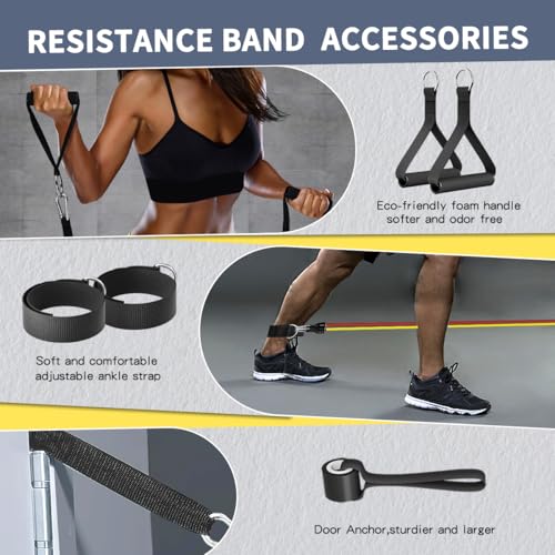 WHATAFIT Resistance Bands with Handles, 150 lb Exercise Bands Set - color: Chromatic