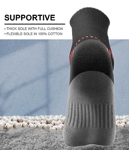 BULLIANT Men 6-Pack Athletic Compression Crew Socks for Running Gym Sports - color: Black 3722, size: 8-10
